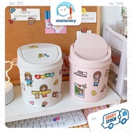 Tong Sampah Mini Meja dengan Penutup Tong Sampah Kecil Comel Meja Tong Buangan Sisa Desktop Mini Rub