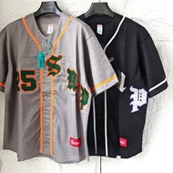 Supreme SS25 WEEK5 Old English Baseball Jersey 美式復古潮流斜紋貼花網眼短袖開衫棒球服外套 男女同款