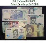 Uang Kuno 6 Variasi 1000 Rupiah Indonesia (Aunc/Unc)
