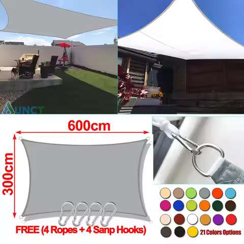 3x6M 420D Oxford Rectangle visor Sun Shade Sail pool cover Sunscreen awnings outdoor waterproof sail