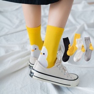 ❁Rubber Yellow Duck Socks Animal Women Crew Socks Target Cartoon Cute Chicken printed Socks 100 Cotton Funny Pop White S