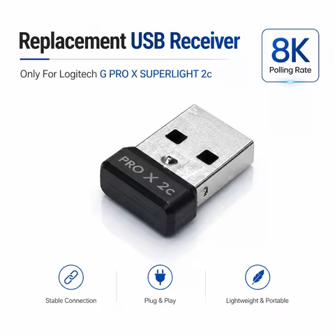 Replacement USB Receiver For Logitech G Pro X Superlight 2c Mouse 8K Hyper Polling Rate Wireless Ada