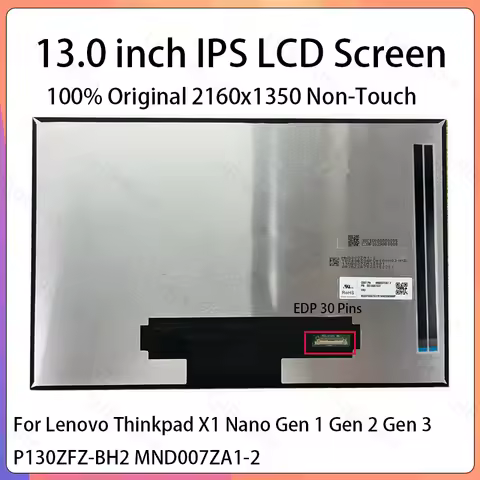 13 Inch LCD Screen P130ZFZ-BH2 MND007ZA1-2 For Lenovo Thinkpad X1 Nano Gen 1 Gen 2 Gen 3 Display Mat