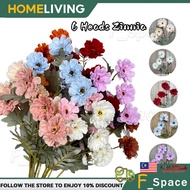 6 Heads Zinnia Artificial Dry Flowers Daisy Wedding Home Decoration Bunga Hiasan Ruang Tamu假花