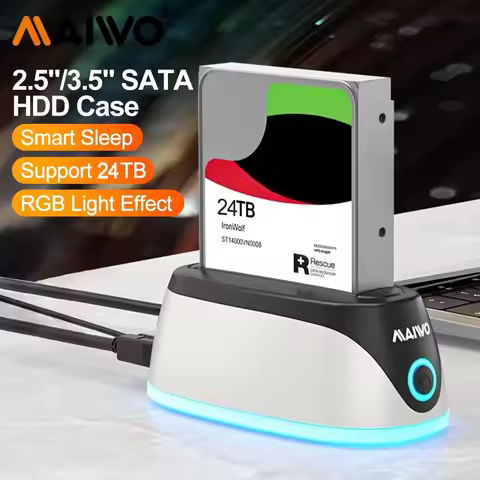 MAIWO RGB Hard Drive Docking Station USB 3.0 to SATA SSD HDD Case Base for 2.5/3.5 inch SATA HDD/SSD
