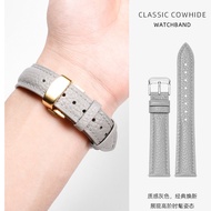 Suitable For OMEGA Gray Leather Watch Strap For Men And Women, Soft Cowhide, Swarovski Fossil Fiyta