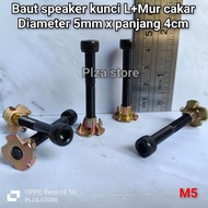 10.pcs Baut speaker mur cakar L hitam M5 panjang 4cm bahan baja kunci L kepala bulat Baut mur cakar 