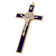 St Benedict Cross Metal with Inlaid Enamel Crucifix Italy
