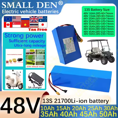 48V 10Ah 15Ah 20Ah 25Ah 30Ah 35Ah 40Ah 45Ah 50Ah 21700 lithium battery pack, 2500W high power with B
