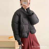 Women's Puffer Jacket with Stand Collar - Cotton and Rib-Knit | Winter Fashion M6FO