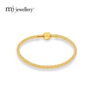 MJ Jewellery Leather Bracelet - Gold L4 (3MM)