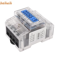 BAIHEIH DIN Rail Energy Meter, Backlit LCD Display DIN Rail Installation Three Phase Energy Meter, 3