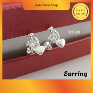 925 Silver CZ White Stones Love Earring (312626) | Subang Hati Batu CZ Putih Perak 925 |