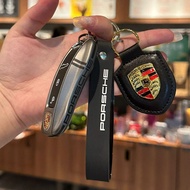 ปลอกกุญแจรถยนต์ Porsche Cayenne Macan 718 Panamera Taycan 918 ปลอกกุญแจรถยนต์แบบปรับแต่งได้ ABS ลายก