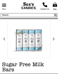 Mooncake alternative- See’s Candies Sugar Free Milk Chocolate (4 bars) ideal for Mid-Autumn Gift