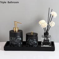 Modern Resin Bathroom Toiletry Set Portable Hotel Liquid Soap Dispenser Toothbrush Holder Cotton Swab Box Tray Accessories [NEW]TH