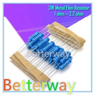 10pcs 3W Metal film resistor 1% 1R ~ 1M 1R 4.7R 10R 22R 33R 47R 1K 4.7K 10K 100K 1 4.7 10 22 33 47 4