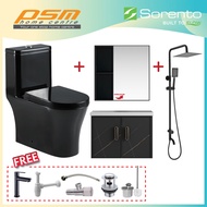 Sorento Black Coated One Piece Design Wash Down WC Aluminium Basin Cabinet Package SRTWC8318-RL-BL