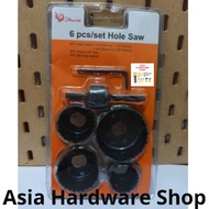 MATA Hole Saw Holesaw Set Kit Contains 6 Pcs Wood Hole Saw Drill Bits Set 32 mm - 54 mm