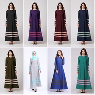 Muslimah Moden Stripe Como Crepe Jubah Long Dress
