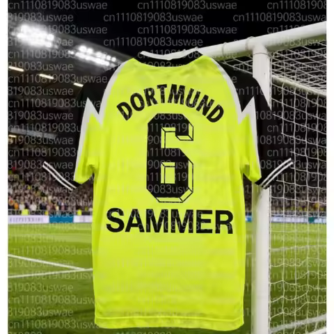 Summer Dortmund Sammer Retro 3D Printed Football Short Sleeved T-shirt, Men's Adult Training Daily S