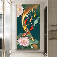 Chinese Style Red Koi Lucky Carp Canvas Painting Fish Goldfish Poster Entrance Home Decor Picture An