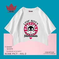 EXZO croptop AVRIL LAVIGNE WHITE cotton combed 24s PLAIN CLOTHES WITH AVRIL LAVIGNE PICTURE T-SHIRT