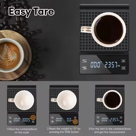 3kg/0.1g Coffee Scale with Timer Kitchen Tools Digital Multifunction Weighing Scale Pour Over Drip E