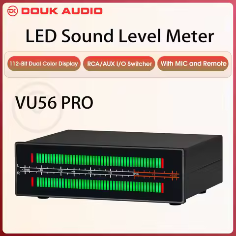 Douk Audio Dual Channel LED Sound Level Meter MIC+LINE Music Spectrum Visualizer Display Stereo Audi