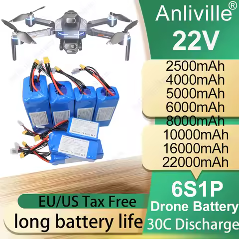 6S1P 22.2V 30C High Discharge Lipo Battery (2.5Ah/4Ah/5Ah/6Ah/8Ah/10Ah/16Ah/22Ah) - FPV Racing Drone