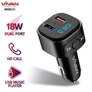 Vivan CAR CHARGER VBT01 18W HD CALL USB MUSIC PLAYER BLUETOOTH And CAR CHARGER TRANSMINTTER BLUETOOTH 5.0 Official Warranty