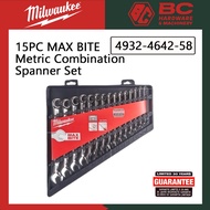 Milwaukee 15PC MAX BITE Metric Combination Spanner Set 4932-4642-58