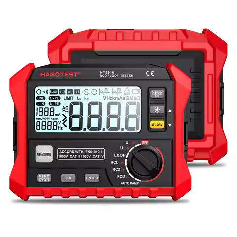 HABOTEST HT5910 RCD Loop Tester Resistance Meter Digital Ohmmeter Loop Resistance RL Current Test Vo