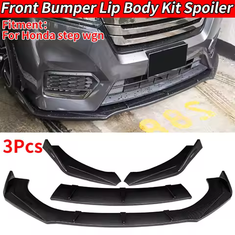 For Honda Step Wgn Car Gloss Black Front Bumper Splitter Lip Chin Spoiler Body Kit Diffuser Protecto