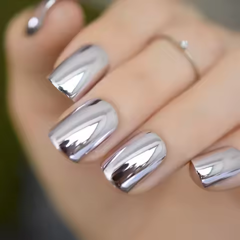 Metallic press nail, nail patch, solid color, fake nail, nail patch, Y2K nail, for women and girls d