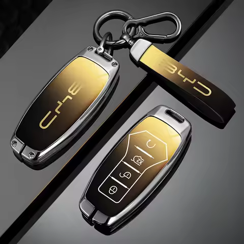 Car Zinc Alloy Leather Key Case Holder Cover For BYD Atto 3 Han EV Dolphin Durable Second Song Pro T