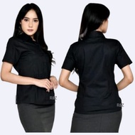 kemeja kerja putih polos lengan pendek wanita dewasa jumbo baju atasan hitam cewek tangan panjang ka