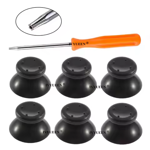 IVYUEEN 6 pcs Black Gray 3D Analog Stick Joystick for Xbox 360 Controller Thumbstick Caps for X box 