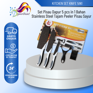 Pisau Set Pisau Dapur Isi 5 Pcs Hitam Buck-I Pisau 5 Pcs Hitam Buck-I Pisau Set Dapur Lengkap