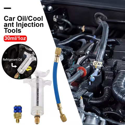 Transparent A/C Oil/Dye Injector 30ml with Low Side Quick Coupler 1/4" SAE Air Conditioning Automoti