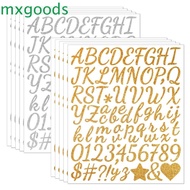 MXGOODS 5 Sheets Glitter Letter Stickers, English Letter a-Z 2/1.5 Inch Alphabet Big Letter Stickers