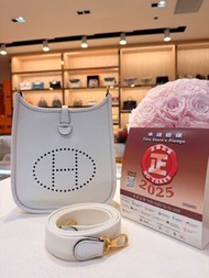 門市現貨Hermes mini evelyne  new white 新白色金扣w stamp