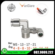 Cút nối góc PL inox co nối góc PL inox đầu nối nhanh khí nén inox cho ống hơi 4mm 6mm 8mm 10mm 12mm