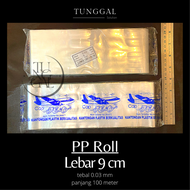 Plastik PP Roll Cap Jet - panjang 100 meter tebal 0.03 mm. plastik kacang goreng plastik masker plas