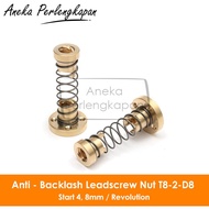 3D Printer Leadscrew T8-2-D2 8mm Lead 8mm Anti Backlash Spring Nut