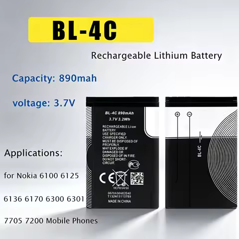 BL-4C Bl4c Battery 890mAh Rechargeable Lithium Batteries for Nokia 6100 6125 6136 6170 6300 6301 770