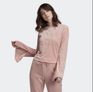 Adidas Originals天鵝絨 乾燥玫瑰粉 開衩長袖 上衣