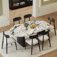 【Free Shipping】French Retro Marble Dining-Table Home Small Apartment Dining Table Antique Style Designer Model Marble Dining-Table