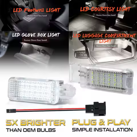 2x LED Footwell Under Courtesy Light Luggage Trunk Glove Box Lamp For Audi A3 A6 C6 C7 A4 B5 B6 B7 B