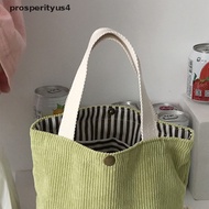 [prosperityus4] Lunch Bag Corduroy Canvas Lunch Box Picnic Tote Cotton Cloth Small Handbag [SG]